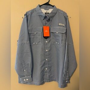 Habit Men's Blue and White Checkered Casual Shirt